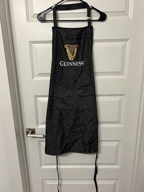 Guinness Gray Pint Apron Gold Embroidered Harp Logo Bar Kitchen BBQ Outdoors